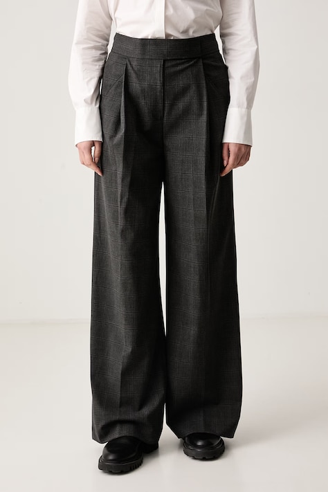 DKNY Spodnie garniturowe damskie z wiskozą szare high waist UI6PK848