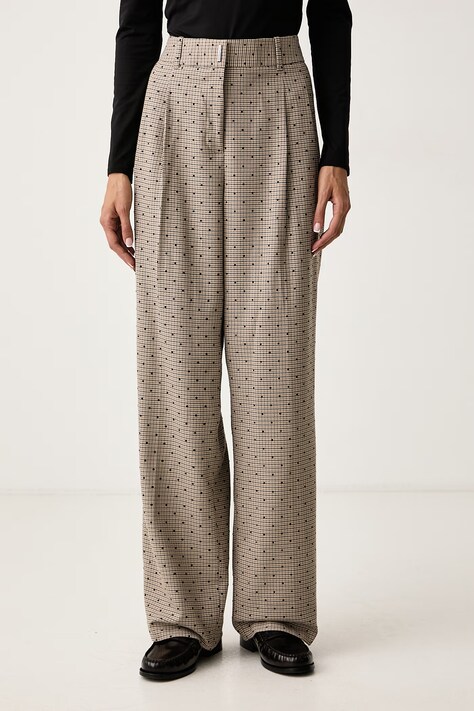 DKNY Spodnie garniturowe damskie beżowe high waist UG6PM059