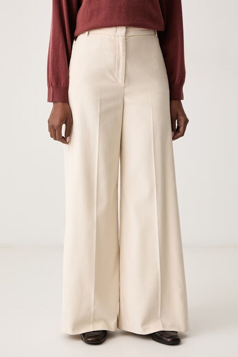 Max&Co. Spodnie wide leg damskie z bawełną CANE beżowe high waist 2626136024200