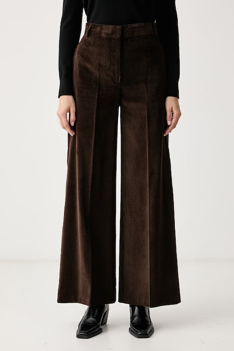 Max&Co. Spodnie wide leg damskie z bawełną CANE brązowe high waist 2626136024200
