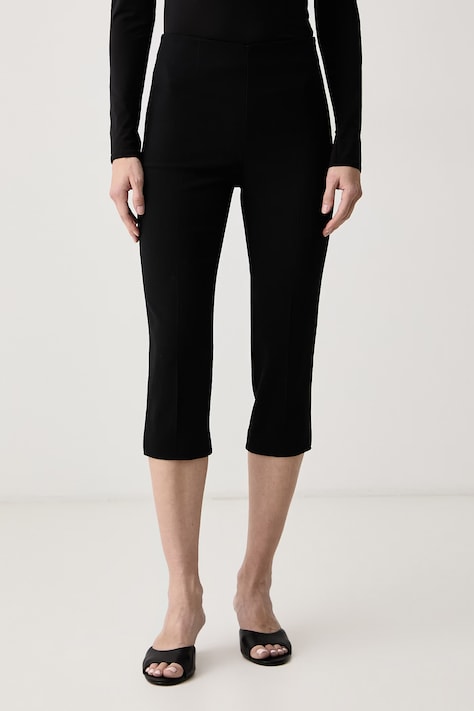 Patrizia Pepe Spodnie capri damskie z acetatem czarne high waist 2P0113 C0306