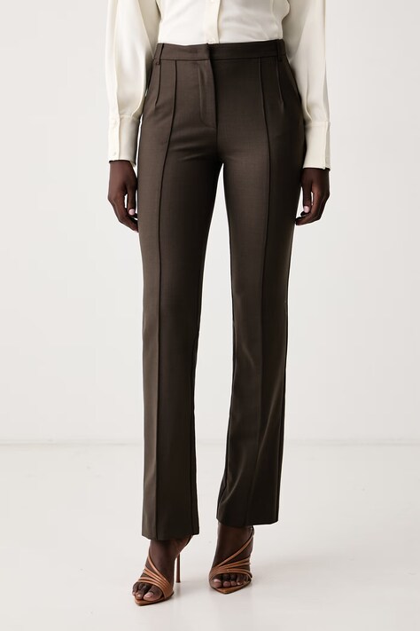 Patrizia Pepe Damskie z dodatkiem wełny brązowe high waist 2P0064 A475