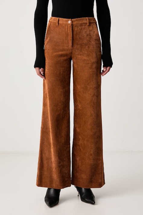 Patrizia Pepe Spodnie flare damskie sztruksowe brązowe regular waist 2P0052 C0262
