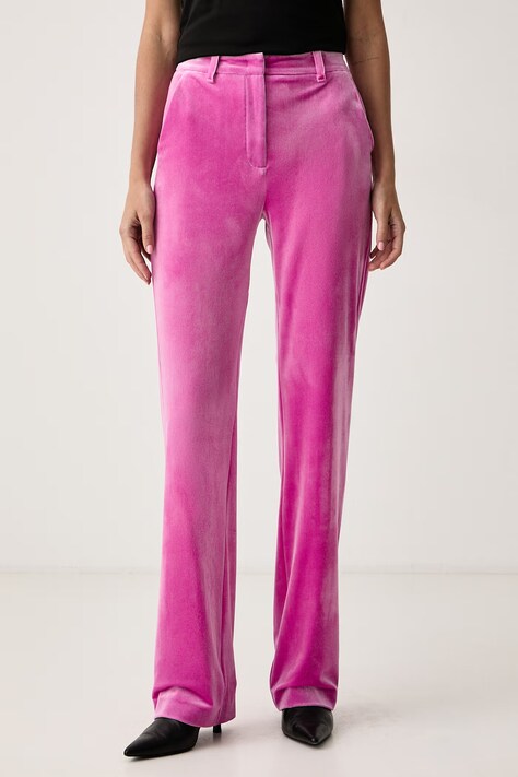 Patrizia Pepe Spodnie damskie welurowe różowe high waist 2P0050 J0085