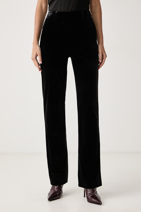 Patrizia Pepe Spodnie damskie welurowe czarne high waist 2P0050 J0085