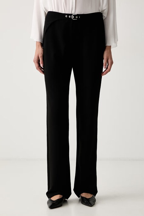 Max&Co. Spodnie damskie MCLCALATA czarne regular waist 2628136011200