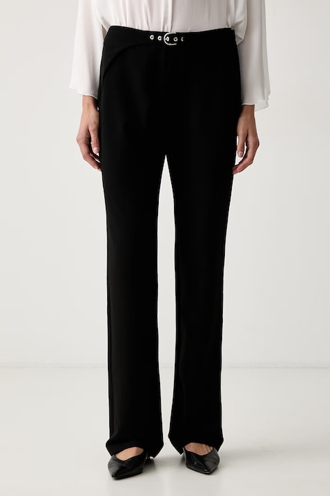 Max&Co. Spodnie damskie MCLCALATA czarne regular waist 2628136011200