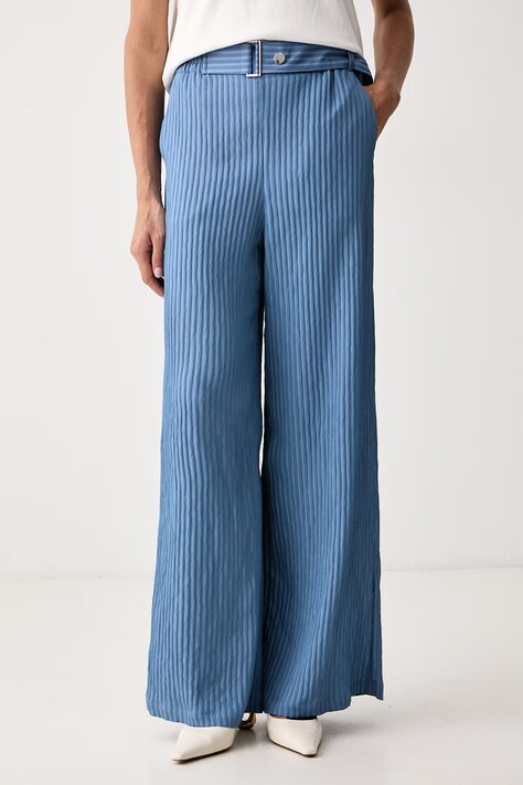 Max&Co. Spodnie damskie z wiskozą TRIONFO niebieskie high waist 2626136061200