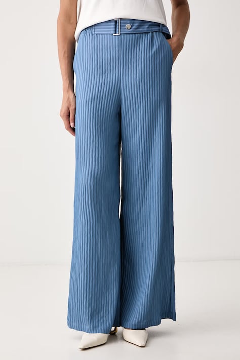 Max&Co. Spodnie damskie z wiskozą TRIONFO niebieskie high waist 2626136061200