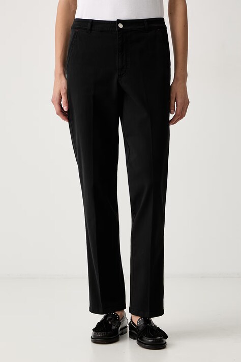 Max&Co. Spodnie damskie bawełniane z elastanem STADIO czarne high waist 2626136051200