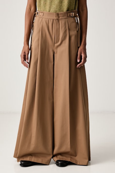 Max&Co. Spodnie palazzo damskie bawełniane TALLERO brązowe high waist 2626136041200