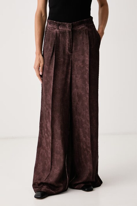 Max&Co. Spodnie damskie z wiskozy BALCO brązowe high waist 2626136021200