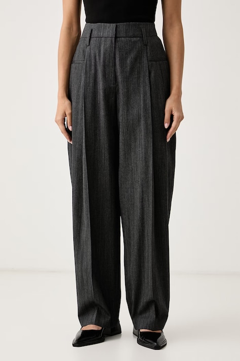 La Mania Spodnie damskie z wełną VESARO szare high waist