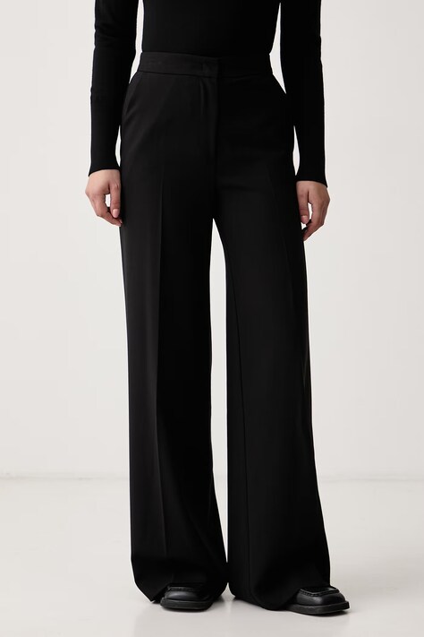 Kaos Spodnie garniturowe damskie z wiskozą czarne high waist SI1CO003