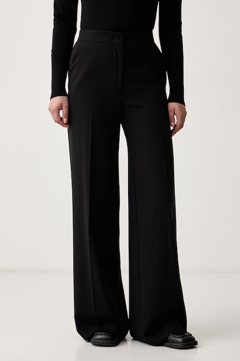 Kaos Spodnie garniturowe damskie z wiskozą czarne high waist SI1CO003