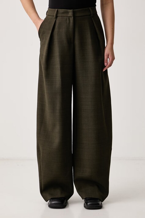 Kaos Spodnie wide leg damskie zielone high waist SI1MR009
