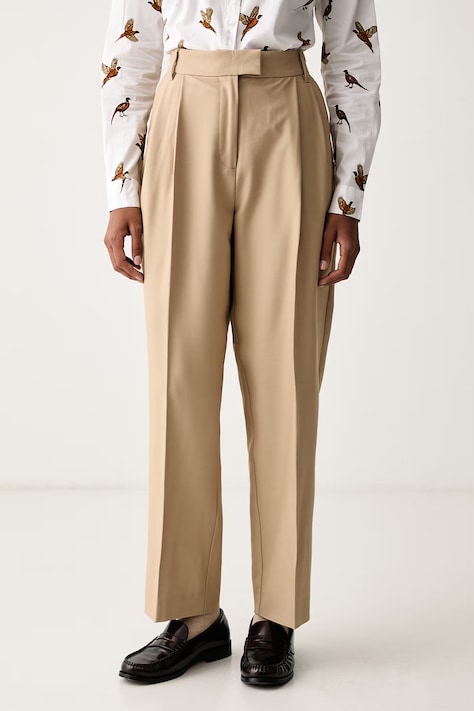 Barbour Spodnie damskie Fawne beżowe high waist LTR0439