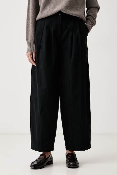 Barbour Spodnie damskie bawełniane Glynis czarne high waist LTR0414
