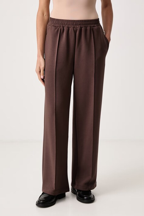 Marc O'Polo Spodnie dresowe damskie z modalem brązowe high waist 10228811