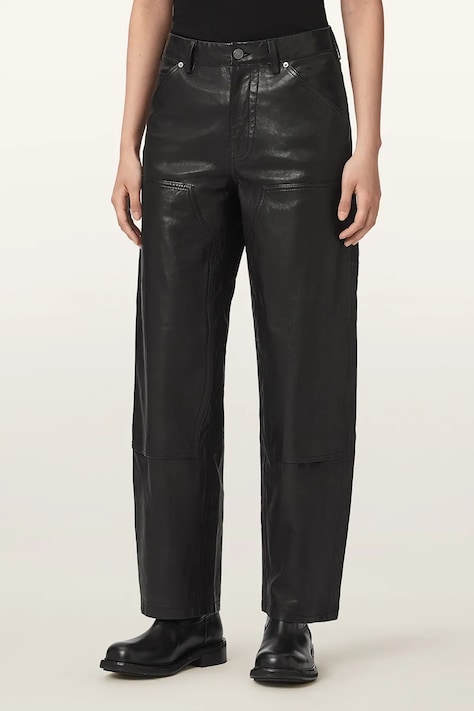AllSaints Spodnie damskie skórzane MANTA czarne W015TF