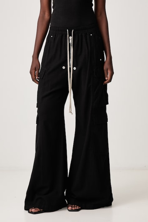 Rick Owens DRKSHDW Double Cargo Jumbo Belas штани cargo бавовняні жіночі чорні high waist DS02F6324 CFL