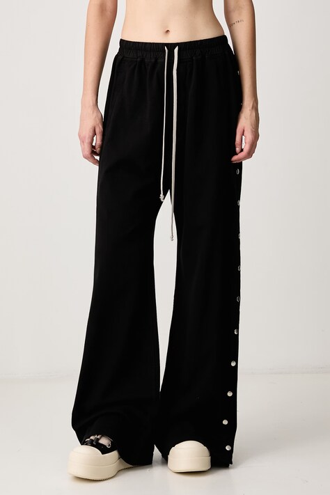 Rick Owens DRKSHDW Wide pusher спортен панталон от памук дамски черен с висока талия DS02F6336 RIG