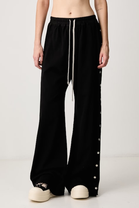 Rick Owens DRKSHDW Wide pusher спортен панталон от памук дамски черен с висока талия DS02F6336 RIG
