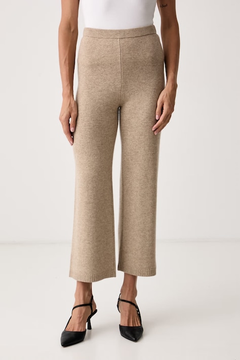 iBlues Spodnie damskie z dodatkiem wełny IBLFAVILLA beżowe high waist 2627336012200