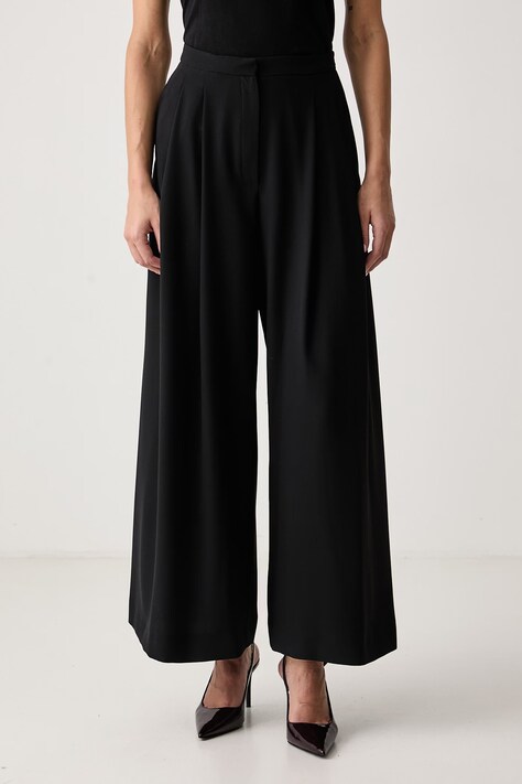 iBlues Παντελόνι wide leg γυναικείο IBLCURVA μαύρο ψηλή 2627136132200