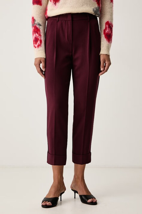 iBlues Spodnie garniturowe damskie z wiskozą IBLRAZZA bordowe high waist 2627136032200