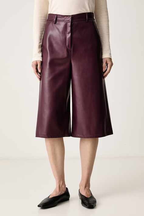 Marella Брюки для женщин из искусственной кожи Emme by Marella фиолетовые high waist 2625786052200