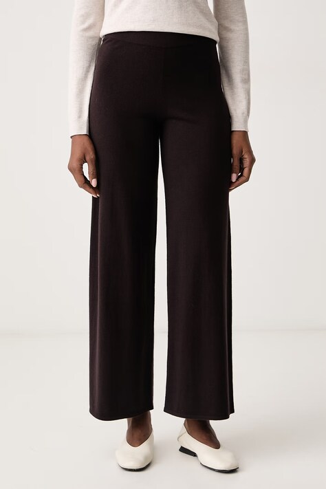 Marella Παντελόνι wide leg γυναικείο με πρόσμιξη μαλλιού Emme by Marella καφέ ψηλή 2625336012200