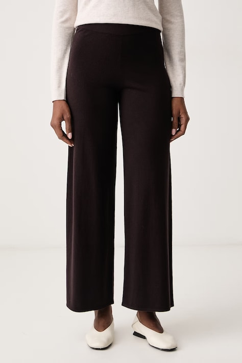 Marella Nohavice wide leg dámske s prímesou vlny Emme by Marella hnedé high waist 2625336012200