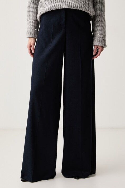Marella Oblekové nohavice dámske s vlnou MLLAPICE tmavomodré high waist 2623136132200