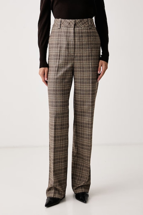 Marella Spodnie damskie wełniane MLSONORATA brązowe high waist 2623136124200