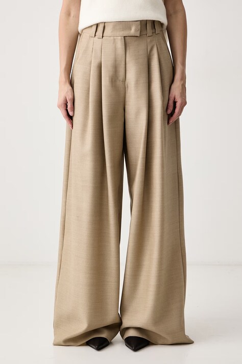 Marella Pantaloni palazzo da donna in lana MLLVERBENA beige high waist 2623136112200