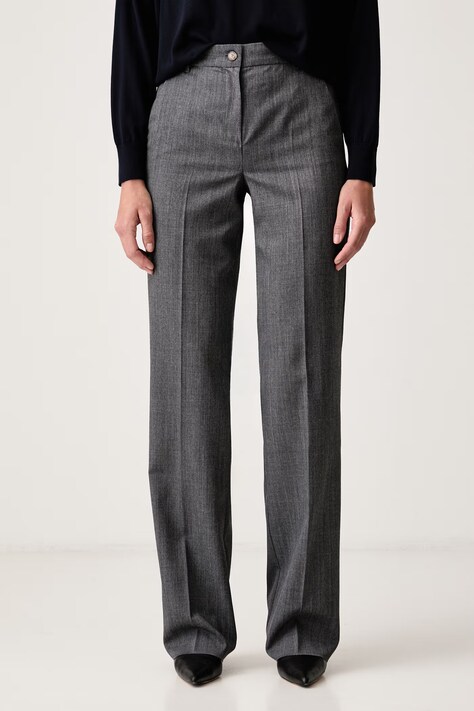 Marella ravne hlače za žene s dodatkom vune MLSNEMBO sive srednje visoki struk 2623136104200