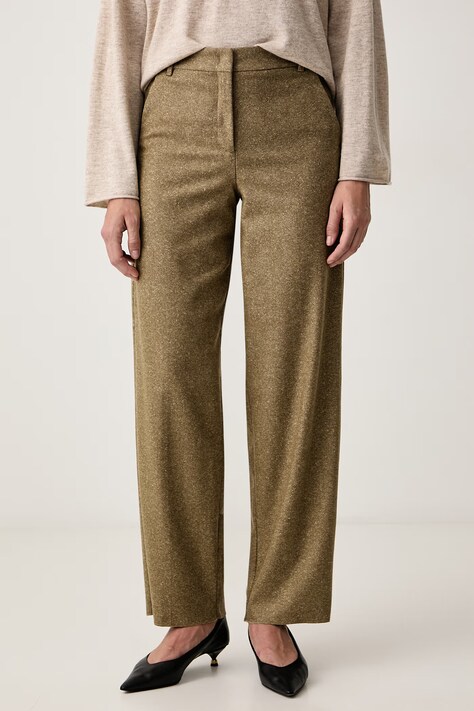 Marella Spodnie garniturowe damskie z wełną MLLPOGGIO zielone high waist 2623136082200