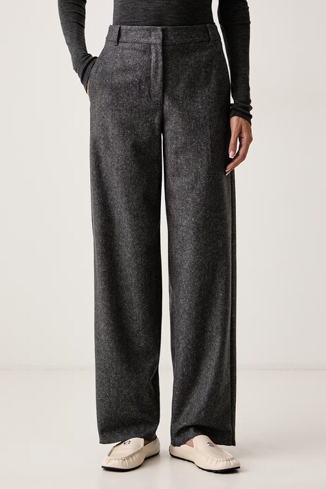 Marella Spodnie garniturowe damskie z wełną MLLPOGGIO szare high waist 2623136082200