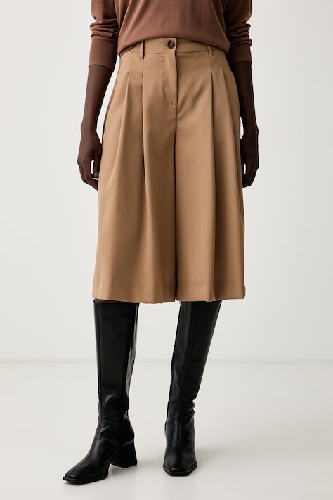 Marella spodnie damskie z wełną MLSUSCIO beżowe high waist 2623136064200