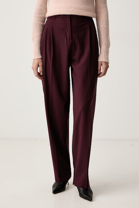 Marella Nohavice dámske s vlnou MLLODINO burgundské high waist 2623136171200