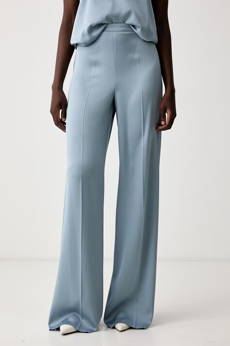 Marella spodnie palazzo damskie MLLPESI niebieskie high waist 2623136131200