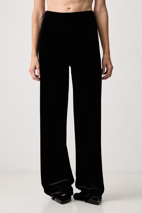 Vetements Push-up spodnie welurowe damskie czarne high waist WH27SP119B