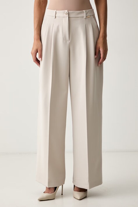 Fracomina spodnie palazzo damskie beżowe low waist FS26WV3007W42901