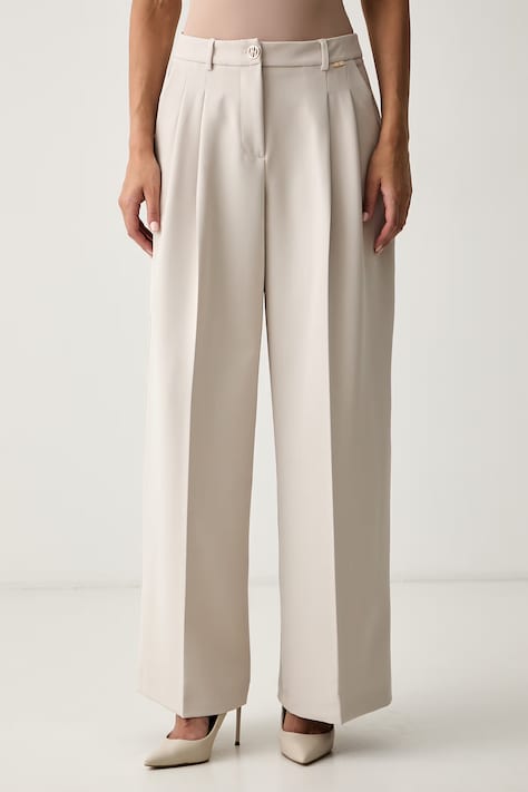 Fracomina spodnie palazzo damskie beżowe low waist FS26WV3007W42901