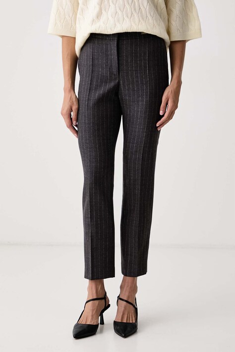 FAY Spodnie damskie z wełną szare regular waist NTW80534840XMM