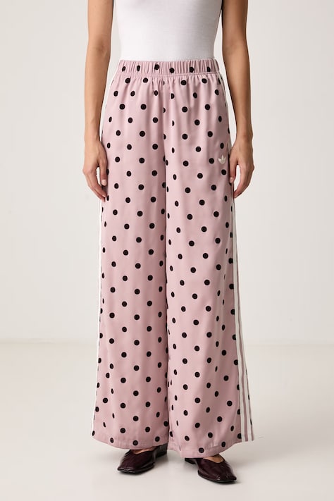 adidas Originals Широк панталон дамски Wide Leg Polka Dots розов с висока талия LI2843