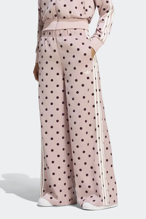 adidas Originals Spodnie wide leg damskie Wide Leg Polka Dots różowe high waist LI2843