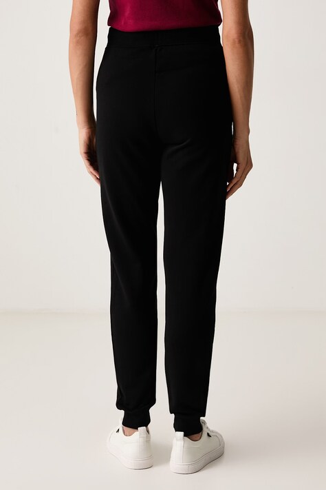 HUGO Spodnie dresowe damskie bawełniane Nelfinia czarne high waist 50576343