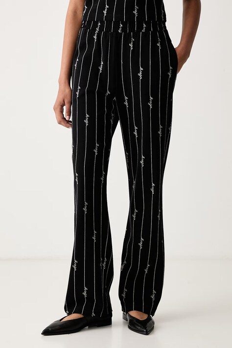 HUGO Blue Spodnie dresowe damskie bawełniane z elastanem Noodle_B czarne high waist 50570513